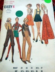 *LOVELY VTG 1970s PANTS & SKIRTS BUTTERICK Sewing Pattern WAIST 25.5 FF - Picture 1 of 2