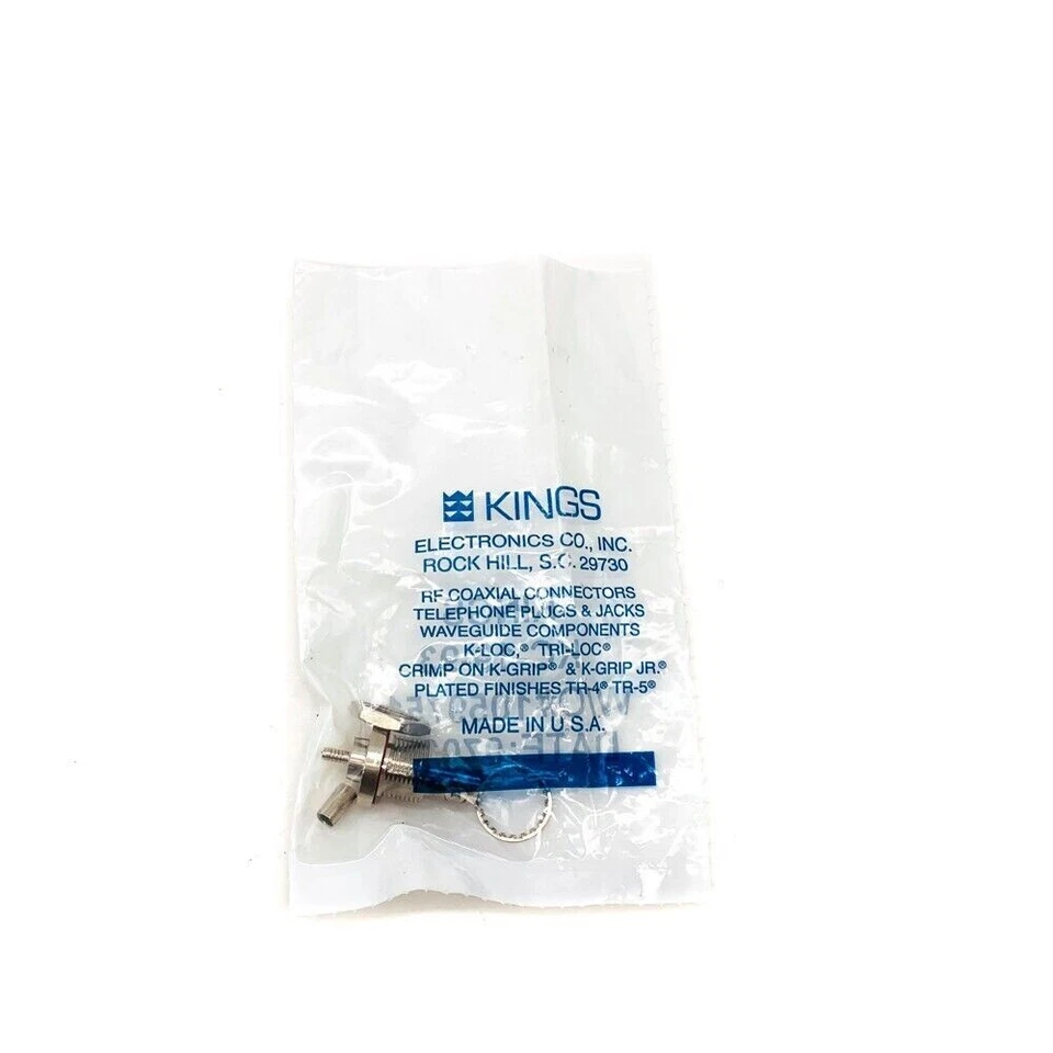 Kings KC-19-93 RF Coaxial BNC Bulkhead Receptacle Jack 50 Ohms 4 GHz Made in USA - Image 1 of 3