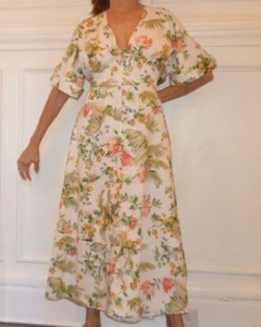 ERDEM Ischia Floral Toile Print All Cotton Midi Dress Logo New UK 16 US 12 - 14 - Picture 1 of 19
