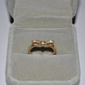 Pandora 14k Gold Sparkling Bow Stackable Clear CZ Ring Size 52 150175CZ - Picture 1 of 3