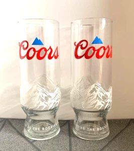 Coors Light Pint 20oz Glasses x 2 Embossed New CE M22 - Picture 1 of 4