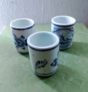 Vintage Set 3 Ceramic Shotglasses Windmills Vandermint Delft Dutch Holland - Picture 1 of 4