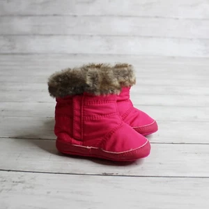 Old Navy Baby Girl's Boots Size 2 Pink Faux Fur Booties - Picture 1 of 4