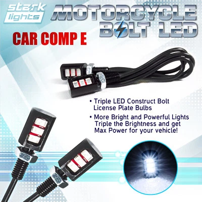 2 PIEZAS Tornillo Moto 3-SMD LED Perno Lámpara Coche Placa Luz - BLANCO 6K (D) Foto 1 de 4