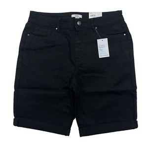 Women's Croft & Barrow Cuffed Bermuda Jean Shorts - Mineral Black - 12 - Picture 1 of 4