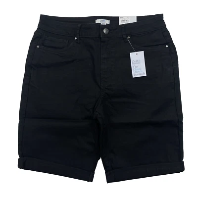 Women's Croft & Barrow Cuffed Bermuda Jean Shorts - Mineral Black - 12 - Image 1 of 4