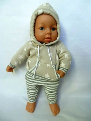 Handarbeit Kaputzenpullover Set Hoodie Hose Puppenkleidung Re born Baby 43-46cm