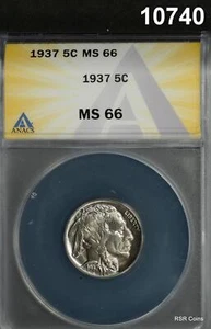 1937 BUFFALO NICKEL ANACS CERTIFIED MS66 FLASHY!! #10740 - Picture 1 of 3