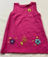 Hanna Andersson Size 100 Pink Flower Knit Sleeveless Cotton Sweater Jumper Dress
