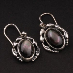 GEORG JENSEN Sterling Earrings Of The Year 2020 w. Black MOP. Silver. NEW! - Picture 1 of 4