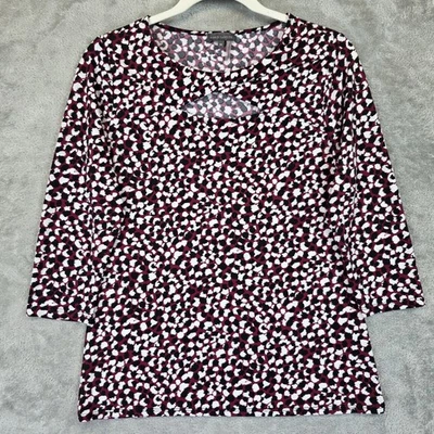 Vince Camuto Shirt Womens Medium Pink Black Animal Print Keyhole 3/4 Sleeve Top - Изображение 1 из 4