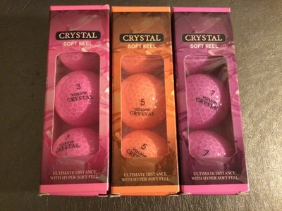 PELOTAS DE GOLF VOLVIK CRYSTAL Soft Feel rosa ~ púrpura ~ naranja máxima distancia 9 Foto 1 de 4