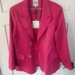 NWT Unique 21 Raspberry Pink Double Breasted Blazer Sz L (10-12) See Pics! - Picture 1 of 8