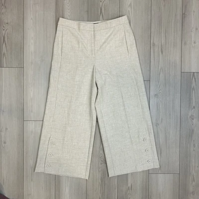 Pantalón Ann Taylor The Drapey Marina Beige Arena Tiro Alto Pierna Ancha Culottes 10 Foto 1 de 4