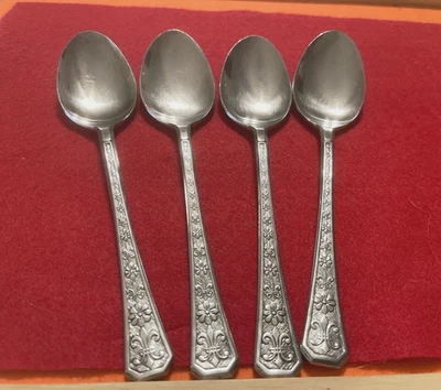 Lot Of 4 Interpur Florenz (Stainless) Flatware Oval Soup Spoons MCM Japan - Image 1 of 4