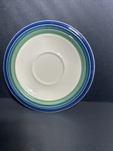 Pfaltzgraff Ocean Breeze Blue Green Bands Saucer Plates USA 6 3/4" - Picture 1 of 3