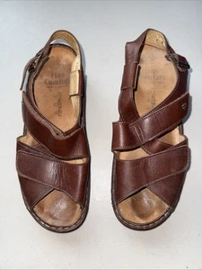 Finn Comfort Sandals Women's Slingback Brown Leather Buckle Size 40 US 8.5 - Picture 1 of 8