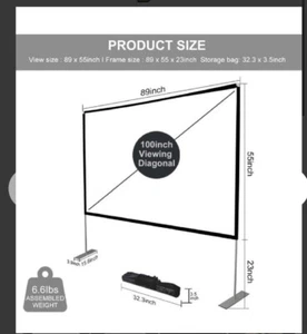 Schermo proiettore con supporto 100"" schermo di proiezione portatile 16,9 4 K HD - Foto 1 di 4