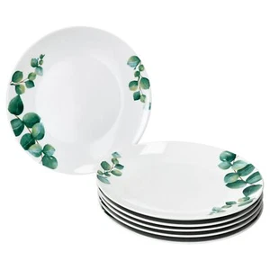 6x Eukalyptus Speiseteller Ø27cm weiß Porzellan 6 Personen groß Essteller Blatt - Bild 1 von 4