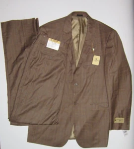 NWT $200 Stacy Adams Gold 2pc Suit 2-Button Taupe Blazer 40R Pants 33x(Unhemmed) - Picture 1 of 11