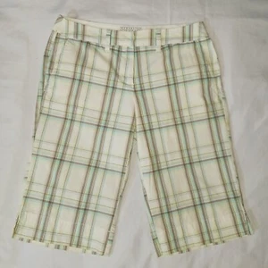 Manhattan Chino NYCO Shorts Women's Size 2 W30 Plaid Striped Chino White EUC - Picture 1 of 9