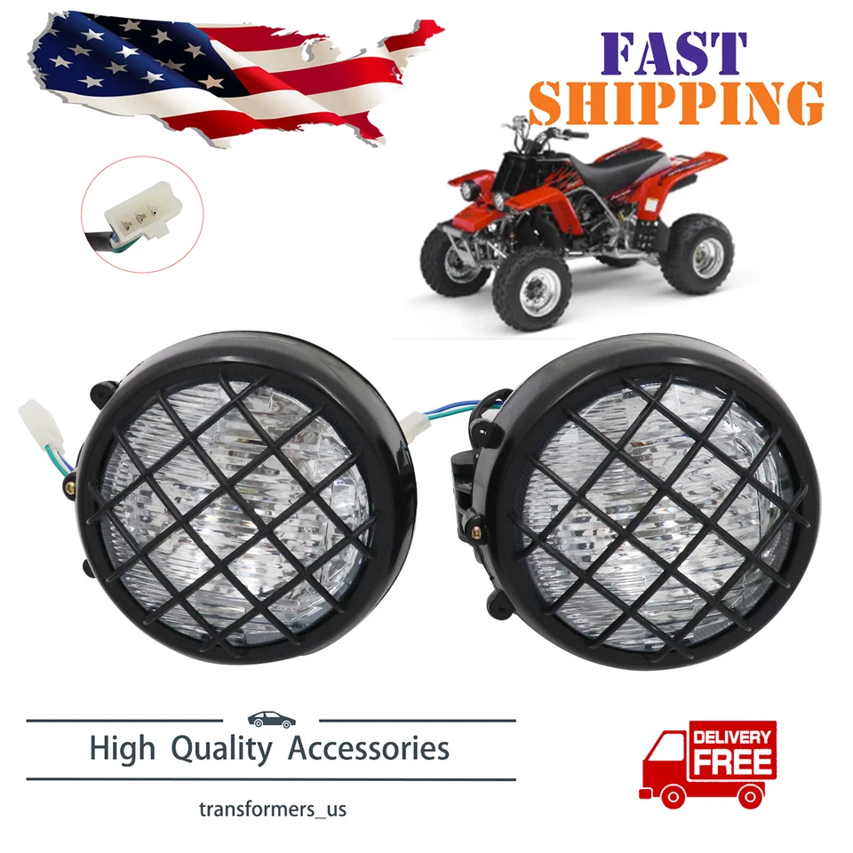 2 x Headlights Fit For Yamaha Banshee 1987-2006 Lens Bulbs Grills Warrior 350 US - Image 1 of 4