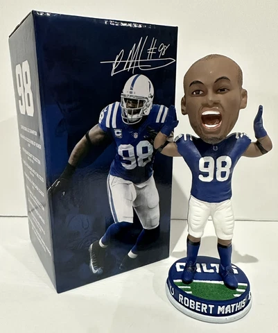 Indianapolis Colts 2021 Ring Of Honor Robert Mathis #98 Bobble Head New w/ Box Cover