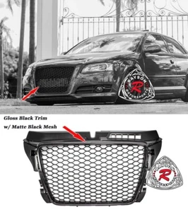 Se adapta a 09-13 Audi A3 S3 8P estilo RS3 sin insignia nido de abeja parrilla delantera negro brillante - Imagen 1 de 5