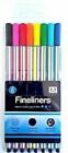 8 Fineliner Pens Smooth Writing School Office Stationery Bright Colours UK SALE