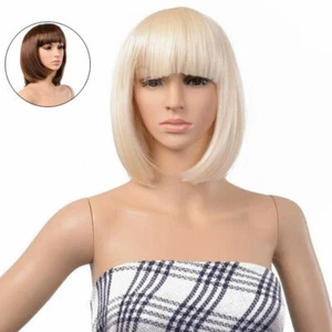 Wigs Lady Cosplay Cosplay Bangs Full Party Short Hair Girl Wig Bob Straight - Picture 1 of 11