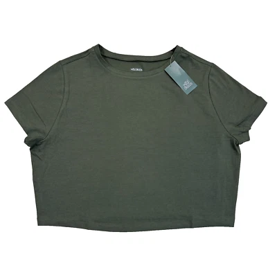 Wild Fable Women's Plus Olive Cropped T-shirt Size 2X Short Sleeve New - Image 1 of 4