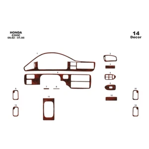 Honda Civic 1992-1995 14Pcs Fit Interior Dash Trim Cover Kit Wood - Picture 1 of 14