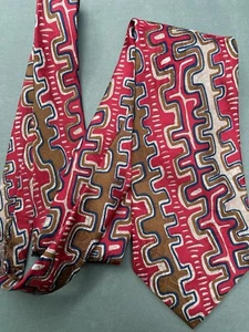 Herren Krawatte Jimmy Pike Desert Design Seide rot hellbraun blau abstraktes Muster England - Bild 1 von 5