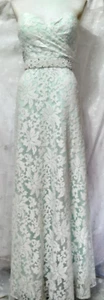 Neu Nina Canacci Größe 6 Stil #1200 Abiball schulterfrei Abendkleid Kleid mint/weiß - Bild 1 von 8