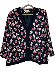 Maggie Lawrence Collection womens long sleeve button floral blazer size 14/16 - Picture 1 of 9