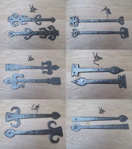Pair of ANTIQUE IRON gothic tudor cast iron dummy false hinge fronts - Picture 1 of 9
