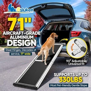 71" Folding Dog Ramp for Cars Trucks SUVs Pet Ramps Non-Slip Stairs Step Ladder - Picture 1 of 6