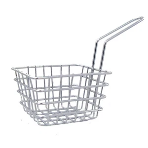 Mini Frittierkorb Servierkorb Pommes Edelstahl Pommesschale mit Griff Style - Bild 1 von 2