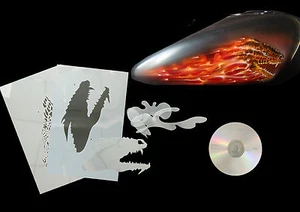 Airbrush Schablonen seitlicher Drachenkopf mit Flammen # 0346 - Bild 1 von 1