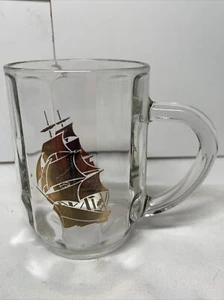Vintage Old Clipper Ship Eteched Glass Stein-USA 4”  From Sav. History Museum - Picture 1 of 9