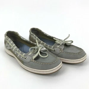 Zapatos de barco Sperry Top Sider pez ángel para mujer talla 5M cuero gris sin cordones - Imagen 1 de 7
