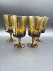 Vintage MCM Arabesque Brown Set of 4 Denby Blown glasses Water Goblet 6 1/2"