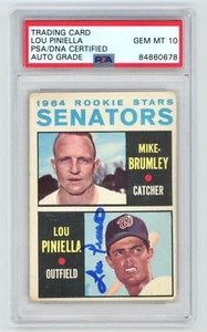 LOU PINELLA Signed 1964 Topps ROOKIE Baseball Card #167 + PSA AUTO 10 - Picture 1 of 2