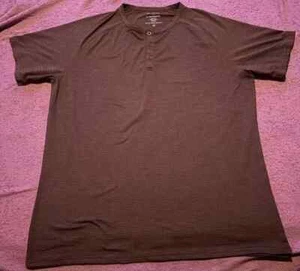 01.Algo 01. Performance Athletic Henley T-Shirt Striped UV SPF 40 Men's Large L - Picture 1 of 4