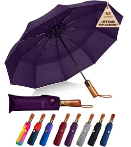 49/54/62 Inch Windproof Golf Umbrella - Automatic Open/Close, Real Wood Handl... - Picture 1 of 9