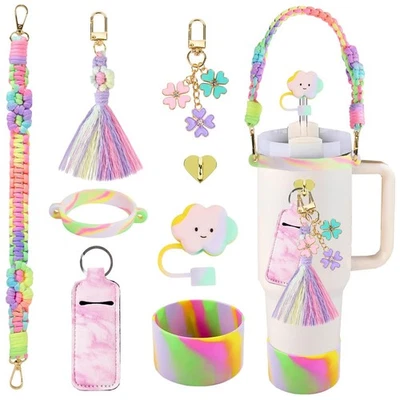 Juego de 8 accesorios para tazas Stanley que incluye correa para mango de botella de agua, silicona... Foto 1 de 4