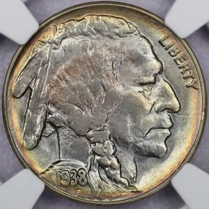 1938-D 5c Buffalo Nickel - NGC MS 64 Monster Toned - Picture 1 of 4
