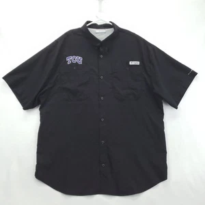 Columbia PFG Omni-Shade TCU Horned Frogs Shirt Mens XL Black Vented Fishing - Picture 1 of 15