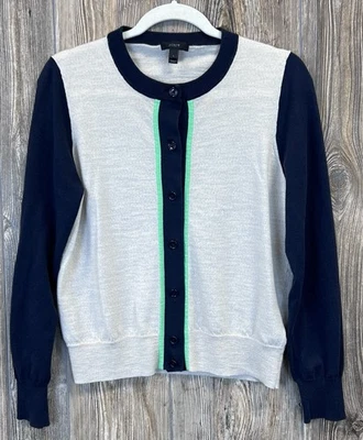 J Crew Women's L Merino Wool Blend Cardigan Sweater Preppy Classic Smart Casual - Image 1 of 4