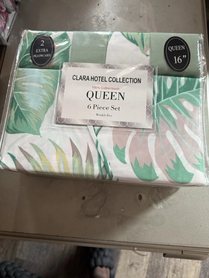 CLARA HOTEL COLLECTION 6 PIECES QUEEN SHEET SET WRINKLE FREE 100% COTTON TOUCH - Image 1 of 2